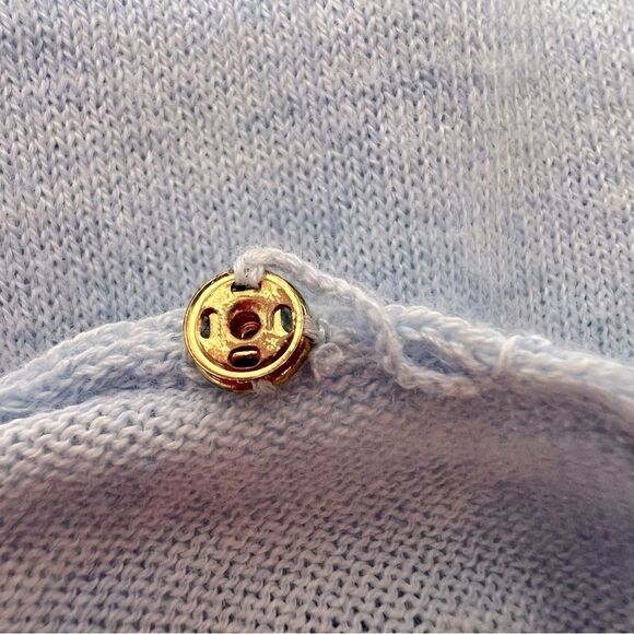 Lilly Pulitzer Charla Sweater Ruffle Cuff Metallic Trim Heatered Blue Size S - Picture 9 of 10